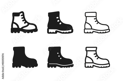 Construction Logo Variations. Construction Worker. Icon set. Set Logo of Construction Worker: Safety Boots. harmonious logo variations of the same emblematic