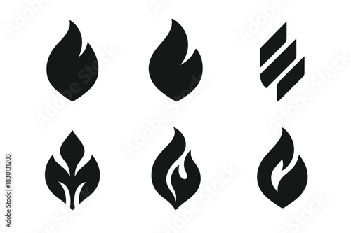 Startup Logo Variations. Startups. Icon set. Set Logo of startups: abstract flame of growth. harmonious logo variations of the same emblematic concept, each