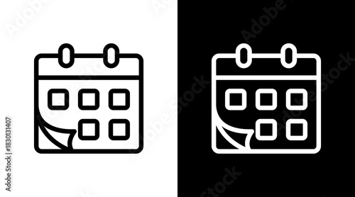 Calendar With Icon Set Design