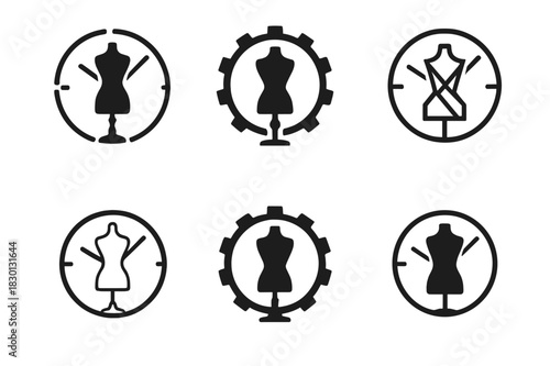 Timeless Fashion Logos. Timeless fashion and slow fashion principles. Icon set. Set Logo of timeless fashion: handcrafted and quality apparel icon. harmonious