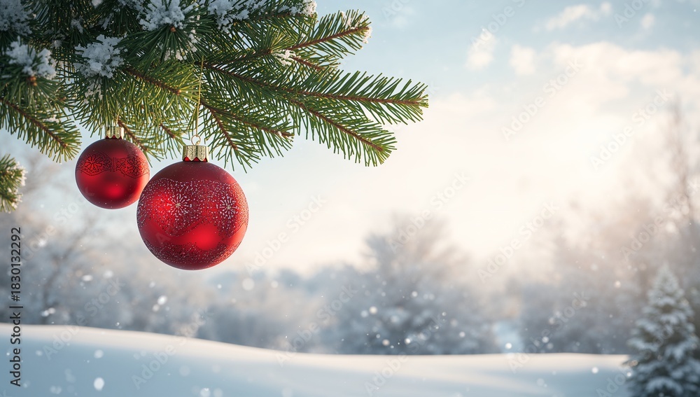 Obraz premium red christmas ball