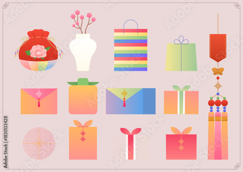 Collection of Korean traditional gift boxes.
