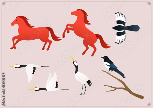 Collection of Korean traditional animals.