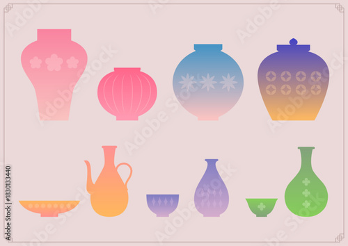 Collection of Korean traditional ceramics.