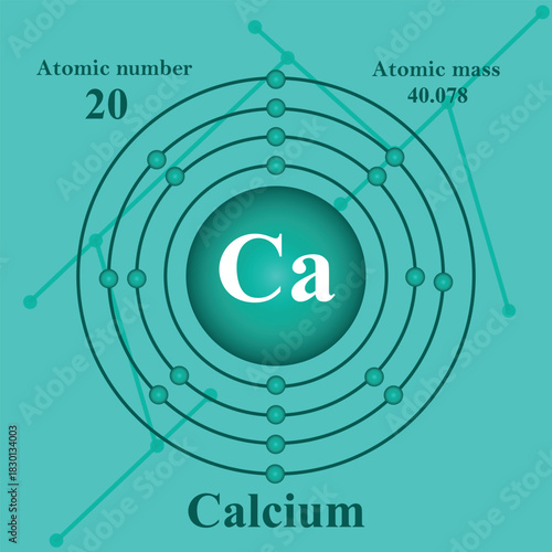 Atomic structure illustration of Calcium