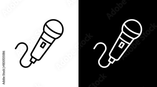 Microphone With Icon Set Design