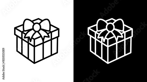 Gift Box With Icon Set Design