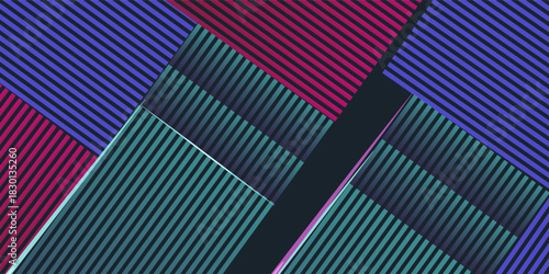 Abstract 3d futuristic line light background with 3d overlap layers. Vector abstract graphic design banner pattern presentation background wallpaper web template.