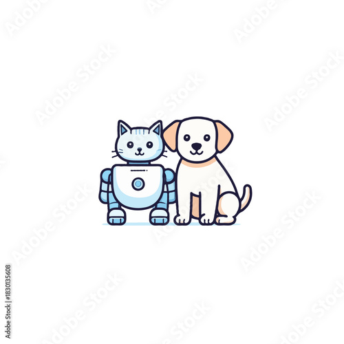 Futuristic feline companion and friendly canine buddy illustrating the evolving landscape of