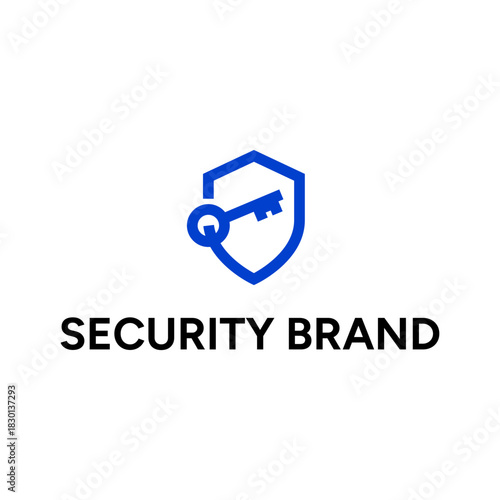 Security logo with key and shield vector