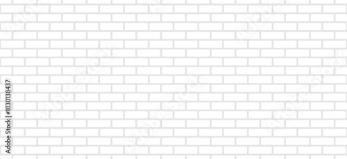 White brick wall Background. Panorama format. Texture seamless pattern. Vector illustration