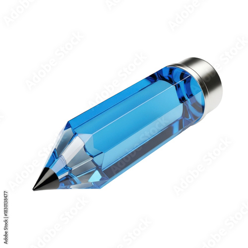 Blue Glass 3D Pencil Icon