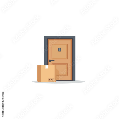 Delivery at the Door: Secure package arrival emphasizing convenience, modern logistics, and