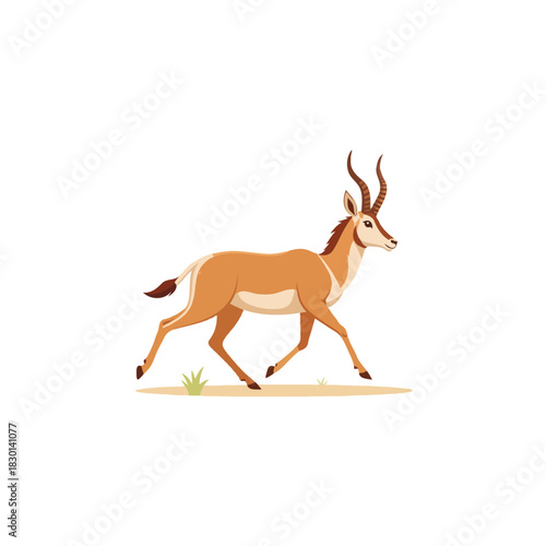 Elegant gazelle gracefully strides across serene plains, showcasing natural beauty and wild animal