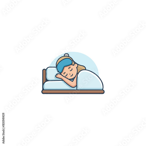 Whimsical slumber illustration depicting serene relaxation and restful sleep in a comfortable bed