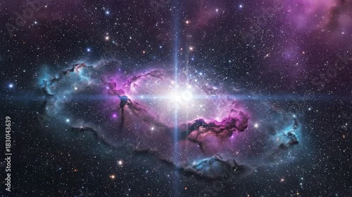 Cosmic nebula scene abstract celestial landscape with star light and galaxy elements
