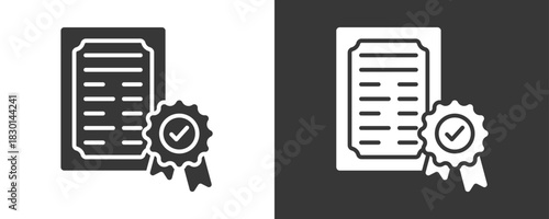 Certification Icon Set Vector Collection Isolated In Black And White