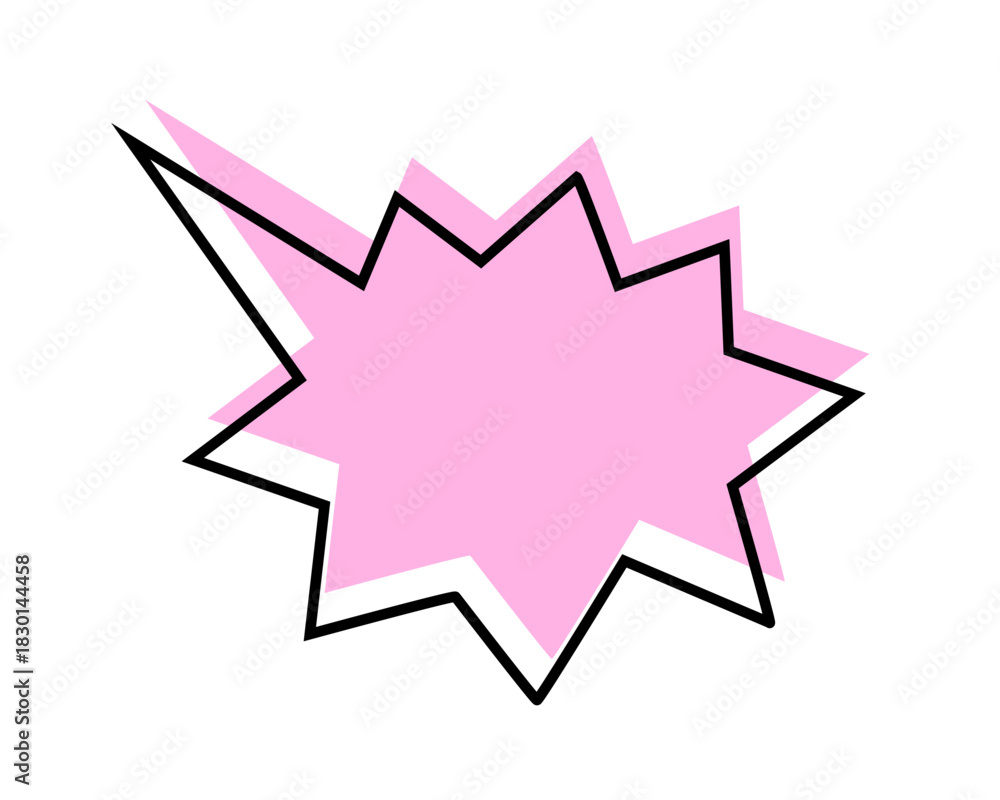 Fototapeta premium Speech bubble template with zigzag borders. Empty dialogue balloon, idea tbox, quote frame, message tag, conversation label, talk sticker isolated on white background. Vector illustration.