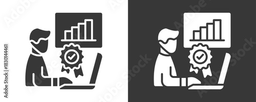 Monitoring Icon Set Vector Collection Isolated In Black And White