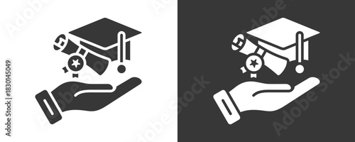 Diploma Icon Set Vector Collection Isolated In Black And White