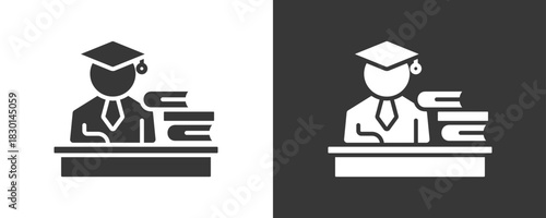 Student Icon Set Vector Collection Isolated In Black And White
