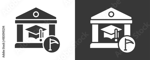 University Icon Set Vector Collection Isolated In Black And White