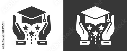 Graduation Icon Set Vector Collection Isolated In Black And White