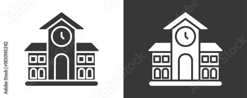 Campus Icon Set Vector Collection Isolated In Black And White