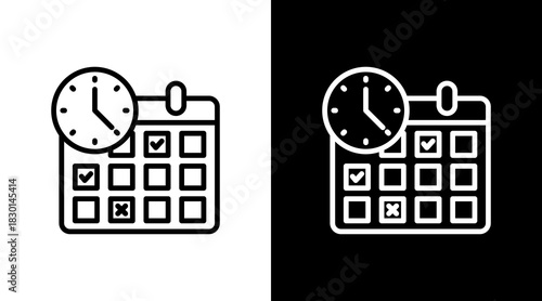 Calendar With Icon Set Design