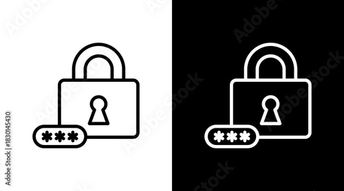 Lock With Icon Set Design