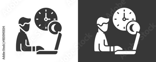 Overtime Icon Set Vector Collection Isolated In Black And White