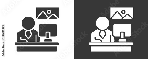 Workplace Icon Set Vector Collection Isolated In Black And White