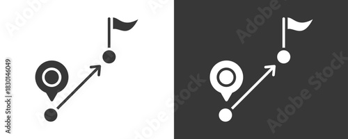 Milestone Icon Set Vector Collection Isolated In Black And White