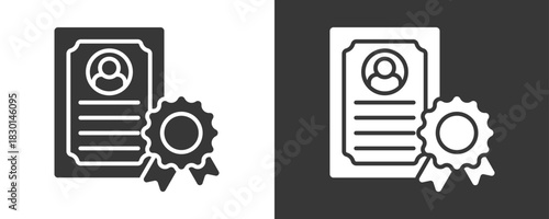 Qualification Icon Set Vector Collection Isolated In Black And White