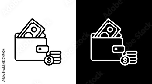 Wallet With Icon Set Design