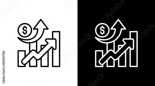 Growth Chart With Icon Set Design