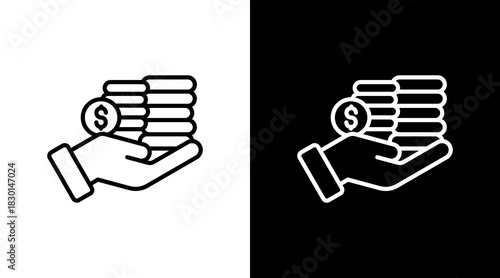 Coin Stack With Icon Set Design