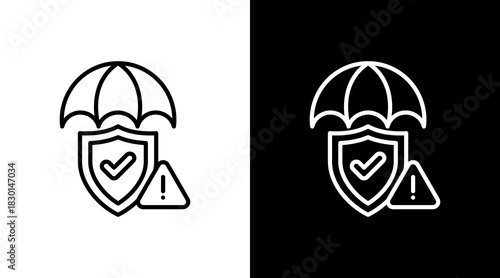 Umbrella Protection With Icon Set Design