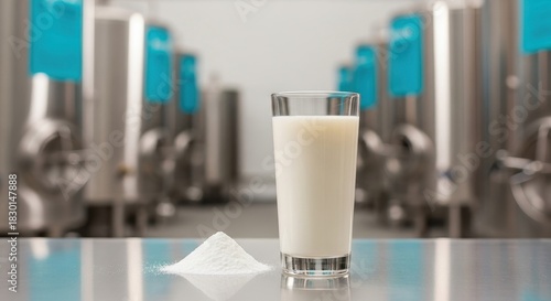 Wallpaper Mural A glass of milk and powder in a laboratory setting Torontodigital.ca