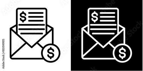 Payslip  Icon Set White Style Collection