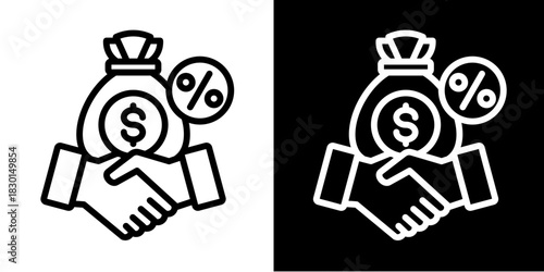 Commission  Icon Set White Style Collection