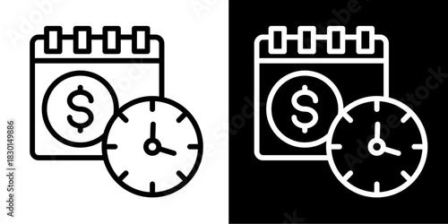 Pay Date  Icon Set White Style Collection