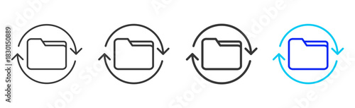 cycle update icon set collection in creative outline style for business featuring multiple thickness variations suitable for transition planning and strategic flow hub