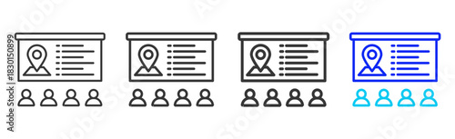team alignment icon set collection in creative outline style for business featuring multiple thickness variations suitable for transition planning and strategic flow hub