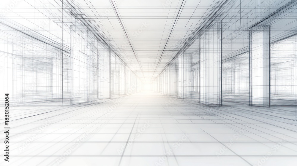 Naklejka premium Architectural blueprint of a modern building interior