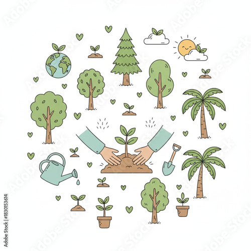 Set of tree - International One Million Trees Movement Day