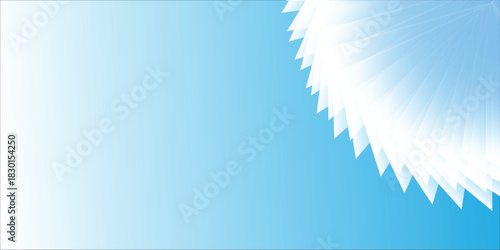 Abstract blue gradient background with a white spiky starburst design in the top right corner.
