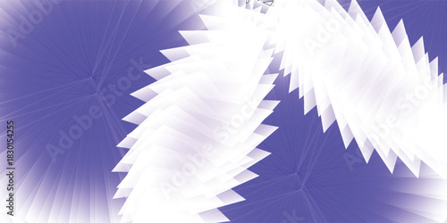Abstract swirling white jagged shapes on a purple background with radial light effects.