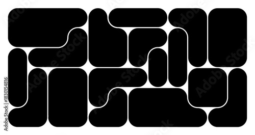 Bento Grid Abstract Pattern. Organic Shapes Figured Collage. Geometric Modern Vector Background. Creative UI Graphic Concept.