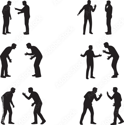 Set of people arguing silhouette illustration